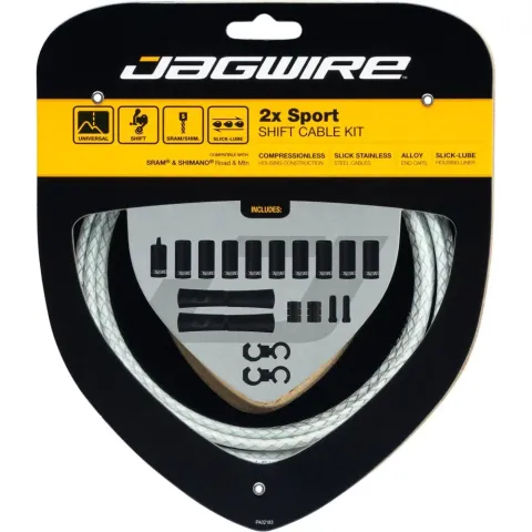 Jagwire Schaltzugset Road & Mountain Sport Universal Weiß geflochten - präzise Schaltperformance