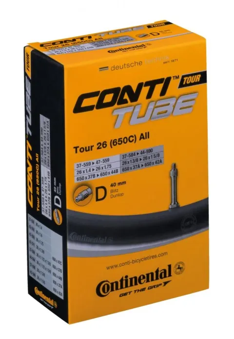 Continental Tour 26 Fahrradschlauch 26x1.125-1.75" 37/47-559/597 mit Dunlop-Ventil 40mm, robust und…