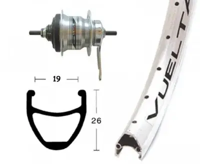 Bike-Parts Laufrad Hinterrad 28x1.75 Zoll mit Rücktrittbremse Shimano 7-Gang silber 36-Loch Rodi…