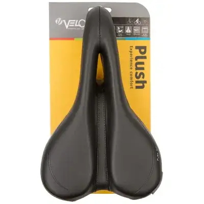 Velo Plush Deep Channel Herren-Fahrradsattel, schwarz/grau, 162x269 mm, 471 g, Arc-Tech-Federung,…