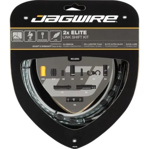 Jagwire Schaltzugset Road & Mountain Elite Link 2x Standardlänge Grau - präzise Schaltperformance