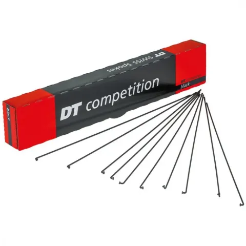 DT Swiss Speiche Competition 2.0 / 1.8 296 mm schwarz - robuste, leichte Laufrad-Speiche