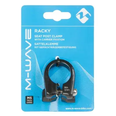 M-Wave Racky Sattelklemme 31,8 mm Alu schwarz mit M5-Gewindeösen für Gepäckträger