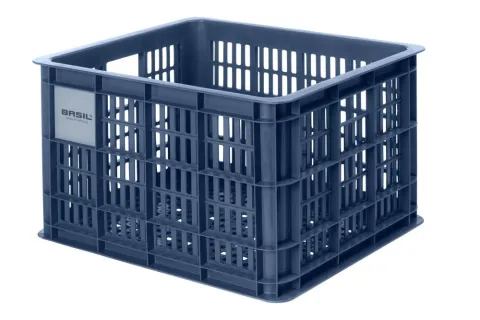 Basil Transportkorb Crate M Bluestone 29 Liter - robuster Fahrradkorb aus Kunststoff - stapelbar…