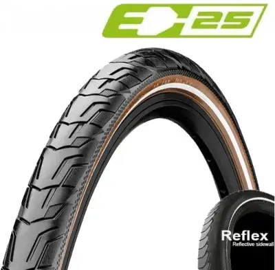 Continental Reifen Ride City 28x1.40" 37-622 schwarz/braun Reflex E-25 Draht