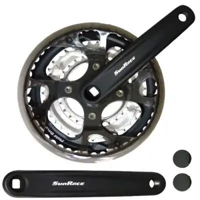 SunRace FCM300 Kurbelsatz 48-38-28Z 170mm 3x7/8-fach Schwarz - Robuste Trekking-Kurbel
