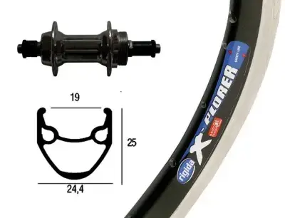 Bike-Parts Laufrad Hinterrad 26x1.75 Zoll Schraubkranz 6-7 fach schwarz 36-Loch Ryde X-Plorer…