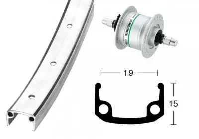 Bike-Parts Laufrad|Vorderrad 28x1 3/8 Zoll Nabendynamo DH-C3003 silber Festachse 36-Loch…