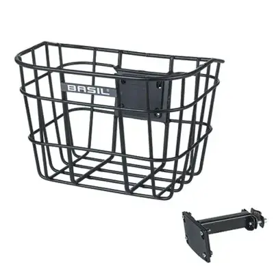 Basil Bremen Alu Fahrradkorb vorne schwarz  inkl. Lenkerhalter, Aluminium, abnehmbar