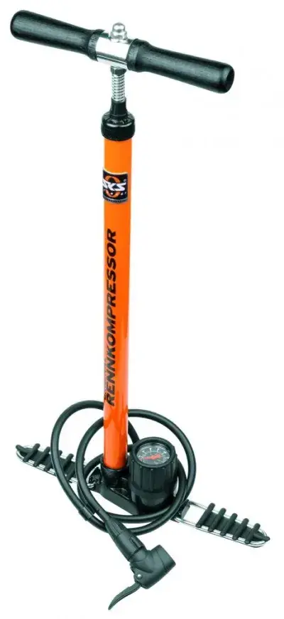 SKS Rennkompressor Standpumpe, orange, mit Multivalve-Kopf, für alle Ventilarten, bis 16 bar, 125…