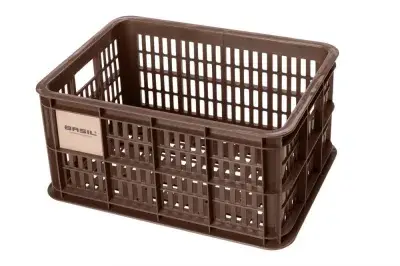 Basil Crate S Fahrradkiste - 17 - Fahrradkorb - 5 Liter braun recycelter Kunststoff für Front- oder…
