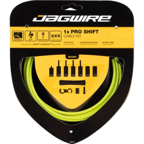 Jagwire Schaltzugset Road & Mountain Pro 1x Grün - Edelstahl-Innenzug für präzise Schaltung