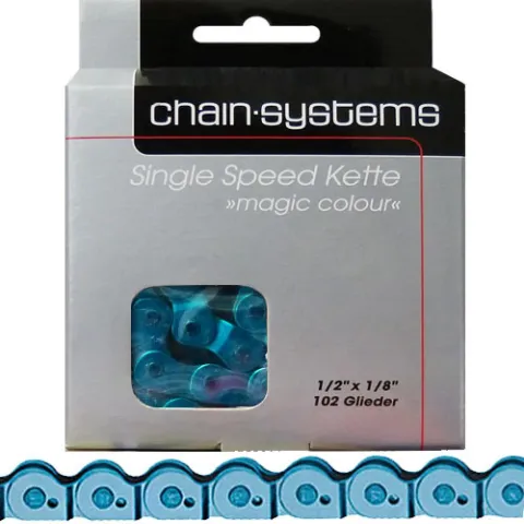 Point Kette Magic Colour blau für Single Speed 1/2x1/8Zoll 102Glieder 6,6mm BMX Trial