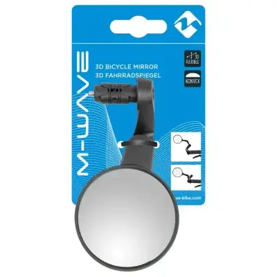 M-WAVE Spy Space In XL Fahrradspiegel, links, Ø 80 mm, blendfreies Echtglas, 3D-verstellbar, für…