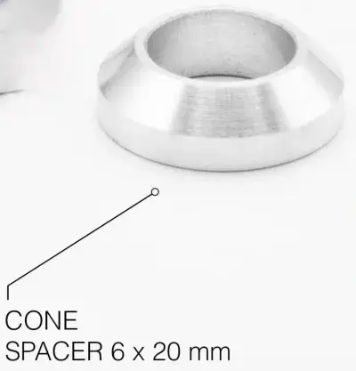Radoxx Trailer AxXle Distanzscheibe 6x20 mm konisch, 12 mm Innendurchmesser, 7075-T6 Alu, Made in…