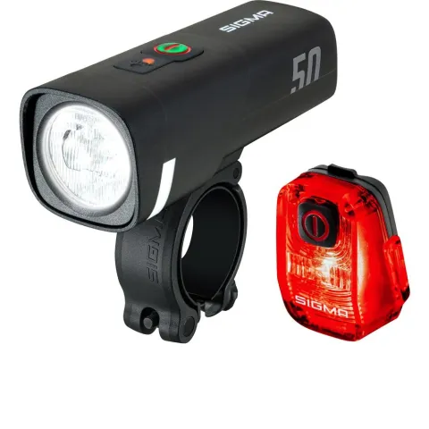 AURA Sigma Licht AURA 50 & HIRO 10 USB-C Akku-Beleuchtungsset Schwarz - 50 Lux Frontlicht -…