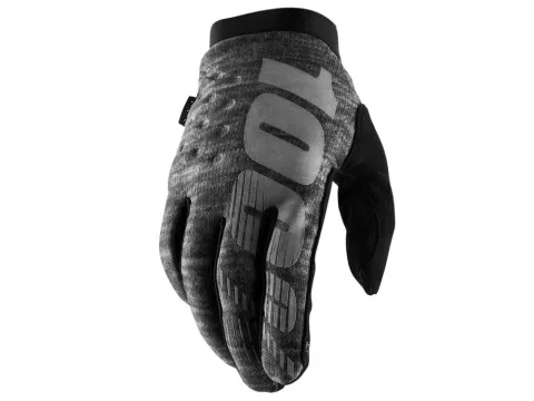 100% Brisker Cold Weather Glove S Heather Grey - warmer MTB-Handschuh mit Top-Grip