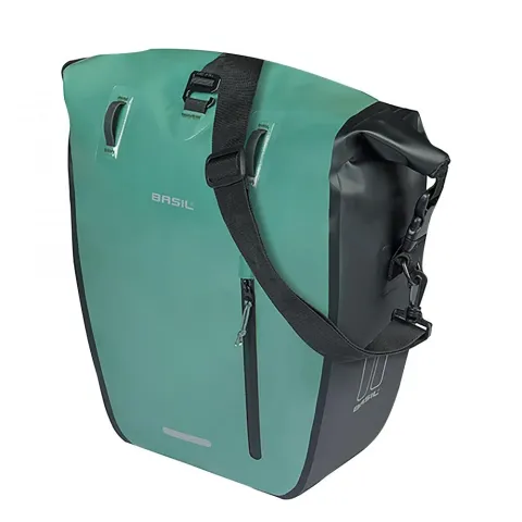 Basil Einzeltasche Rivo L silbergrün/schwarz 25-31L - wasserdichte Fahrradtasche mit MIK Hooks,…