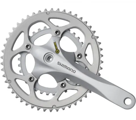 SHIMANO Kurbelgarnitur FC-R345 9-fach 170 mm 50-34 Zähne Silber - Effizienter Antrieb für Rennrad &…