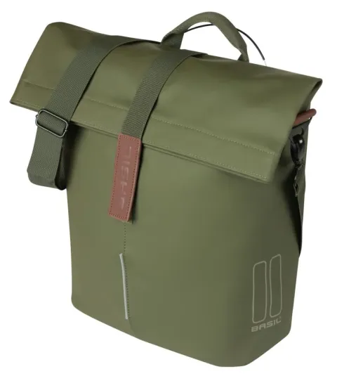 Basil City Shopper MIK Studs 14-16 Liter moss green - wasserabweisender Fahrrad­shopper mit…