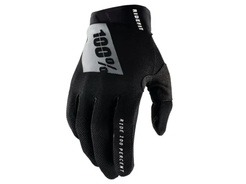 100% Ridefit Gloves S black/white - leichter MTB-Handschuh mit Top-Grip