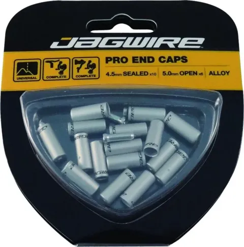 Jagwire Endkappenset Universal Pro 4,5 und 5 mm Silber - universelles Upgrade für Schaltzüge
