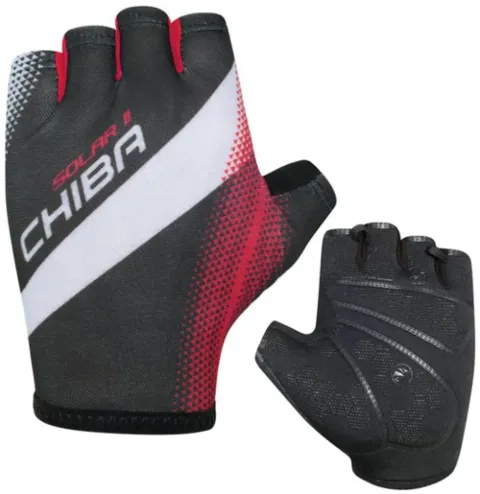 CHIBA Solar II - Radhandschuhe kurz, schwarz/rot, Größe M, atmungsaktiv