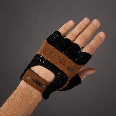 CHIBA Retro - Radhandschuhe kurzfinger schwarz/braun, S