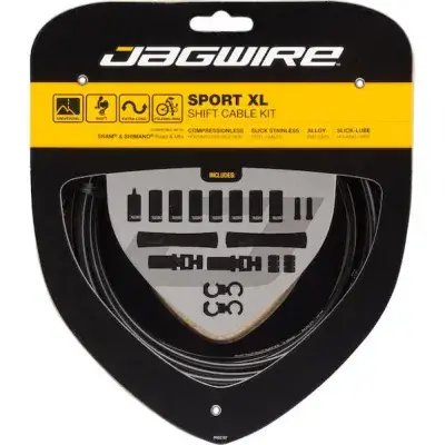 Jagwire Schaltzugset Road & Mountain Sport XL Schwarz - extra lang für Falträder & Spezialrahmen