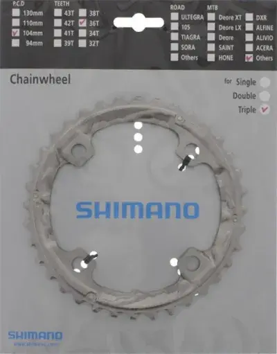 SHIMANO Kettenblatt FC-T551 36 Zähne (AL) - effiziente Kraftübertragung für Trekking- und City-Bikes