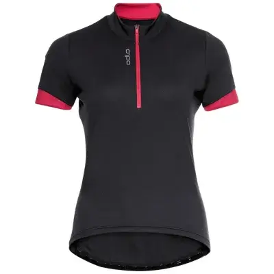 Odlo Women´s T-shirt 1/2 zip ESSENTIAL black paradise pink Größe S