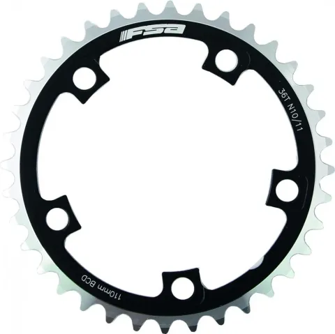 FSA Kettenblatt Road Pro 5-Arm 2x 110 mm x 36 T Schwarz/silber - präzises Schalten für Rennräder