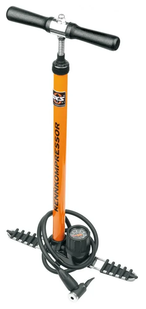 SKS Rennkompressor Standpumpe orange - Kult-Fußpumpe mit E.V.A.-Ventilkopf für DV/AV/SV, bis 16…