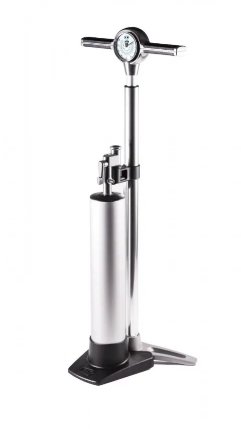 Crankbrothers Klic Standpumpe Tubeless Tank analoges Manometer silber