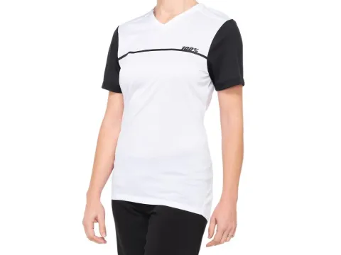 100% Ridecamp Womens Short Sleeve Jersey L white/black - atmungsaktives MTB-Trikot für lange…