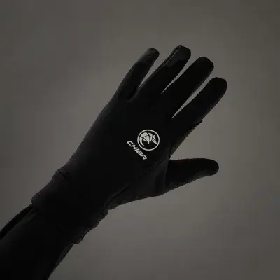 CHIBA Polarfleece - Fahrradhandschuhe, schwarz, L, Touchfinger, Polartec-Fleece
