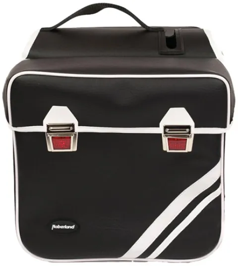 Haberland Doppeltasche Kunstleder 25l Retro schwarz/weiß - stilvolle Gepäckträgertasche