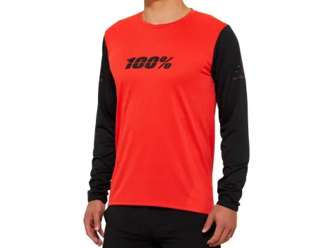100% Ridecamp Long Sleeve Jersey M Red/Black - atmungsaktives MTB-Trikot für Trail-Performance