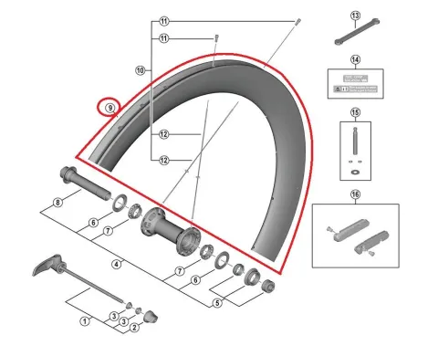 SHIMANO RIM FOR COMPLETE WHEEL WH-R9200-C60-F ? 16H Tubular Felge vorne