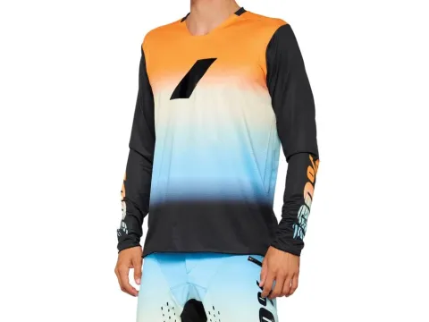 100% R-Core X LE Long Sleeve Jersey M Sunset - leichtes DH/Enduro-Trikot mit Top-Belüftung