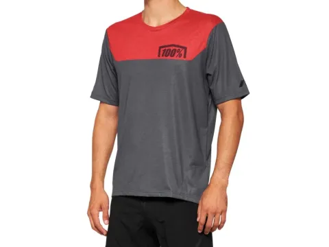 100% Airmatic Short Sleeve Jersey XL Charcoal/Racer Red - komfortables Trail-Trikot