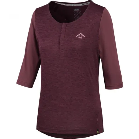IXS Sports Division iXS Carve X Women Henley 40 Raisin/Solid Raisin - atmungsaktives Bike-Jersey