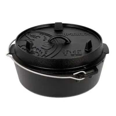 Petromax Feuertopf ft6-t: Gusseiserner Dutch Oven, 5,5 l, für 48 Personen, ideal für Lagerfeuer,…