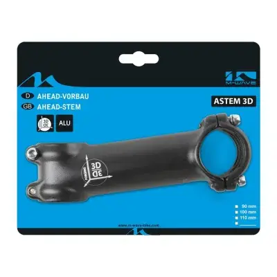 M-WAVE Astem 3D Ahead Vorbau schwarz 90 mm - Aluminium 3D geschmiedet, 119 g, 1 1/8" Gabelschaft,…