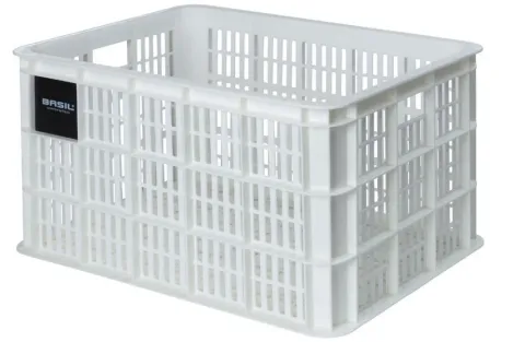 Basil Crate L Transportkorb 40L White - Recycelter Kunststoff Fahrradkorb - Anhänger