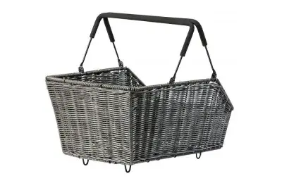 Basil Cento Rattan Look MIK 2.0 Gepäckträgerkorb 22 L - wetterfestes Kunststoff-Rattan mit…