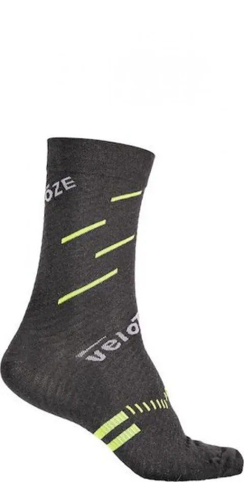 VeloToze Socken Merinowolle L/XL Schwarz/Gelb - Aktive Kompression & Temperaturregulierung