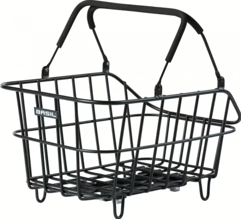 Basil Gepäckträgerkorb Cento Alu MIK 2.0 matt schwarz - Aluminium Heckfahrradkorb mit MIK-Adapter