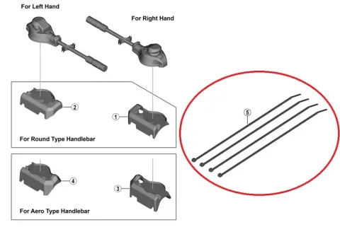 SHIMANO Kabelbinder für SW-R9150 4 Stück - leichtes Montagezubehör 9 g