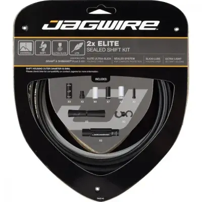 Jagwire Schaltzugset Elite Sealed Road & Mountain 2x Schwarz - Vollständiger Schutz vor Staub und…